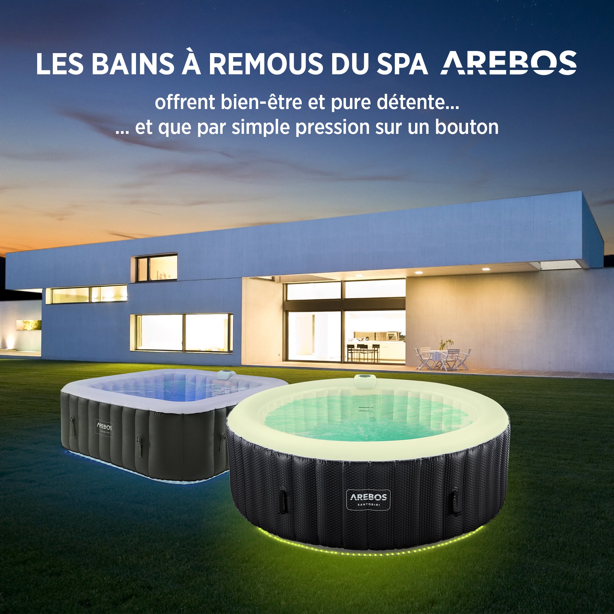 AREBOS Spa Gonflable Gonflable Automatique ⌀ 208 cm 6 Personnes Bande Lumineuse LED 130 Jets de Massage 1000 litres Spa et Bien-être - 5