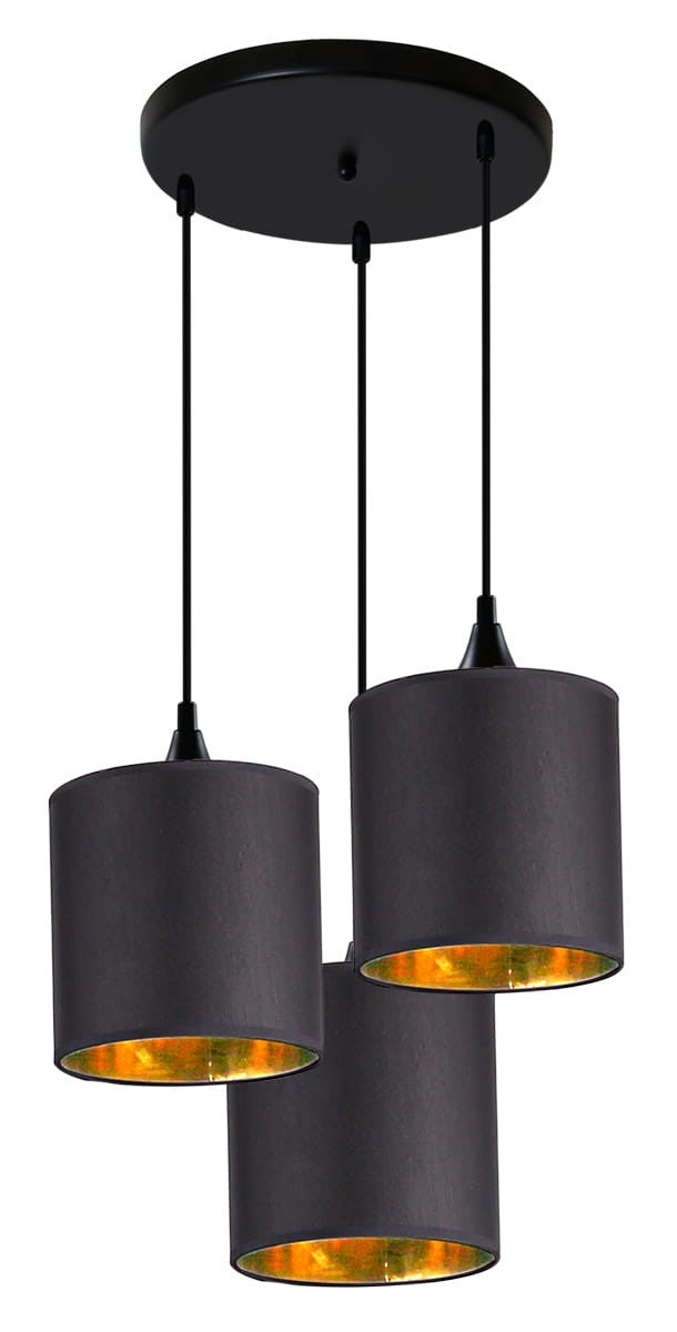 Lampa wisząca Long czarno-złota 3xE14x40W wym: 125 x 40 x 40 cm tkanina Candellux
