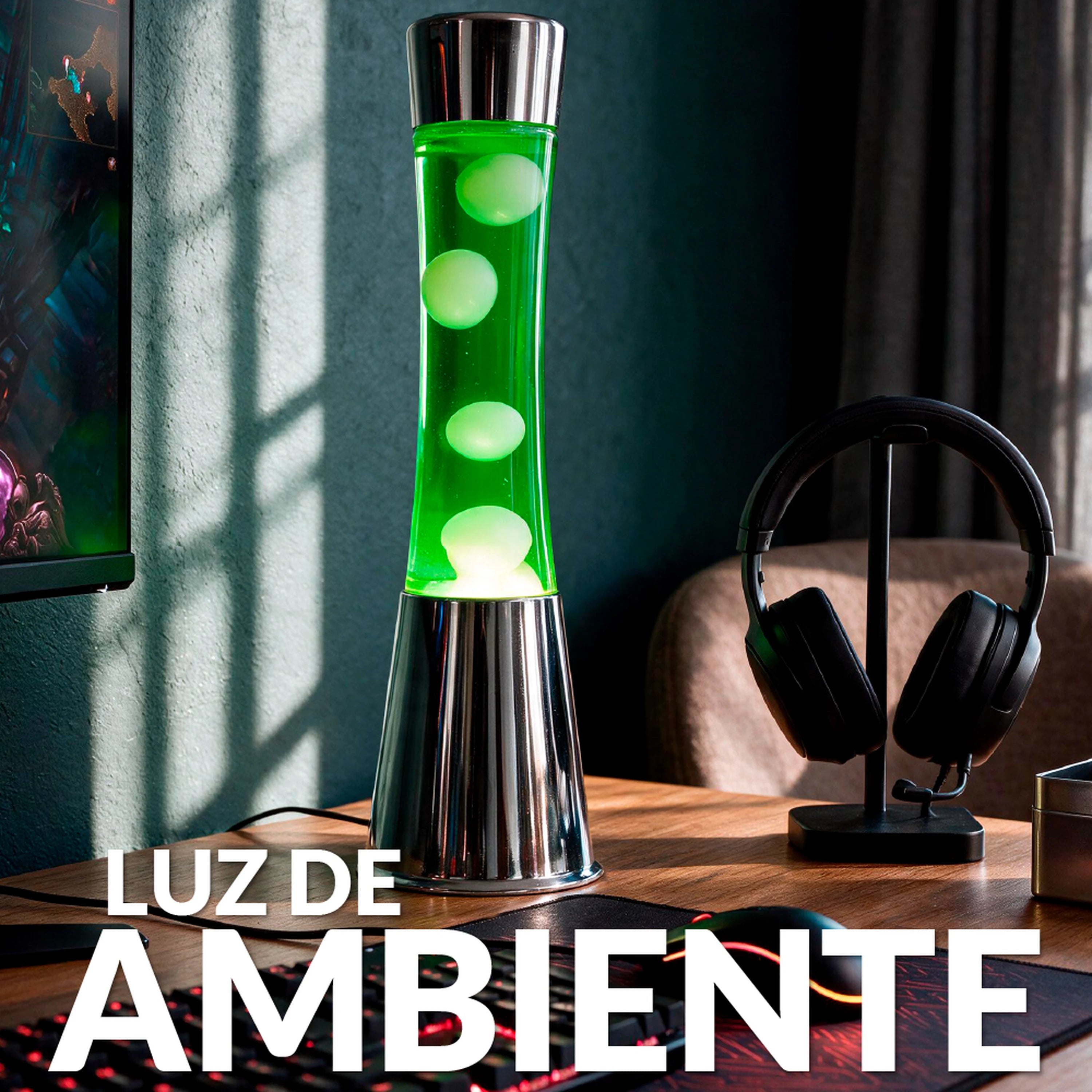 Lampe à poser en métal et verre Lave argent / vert Fisura - 4