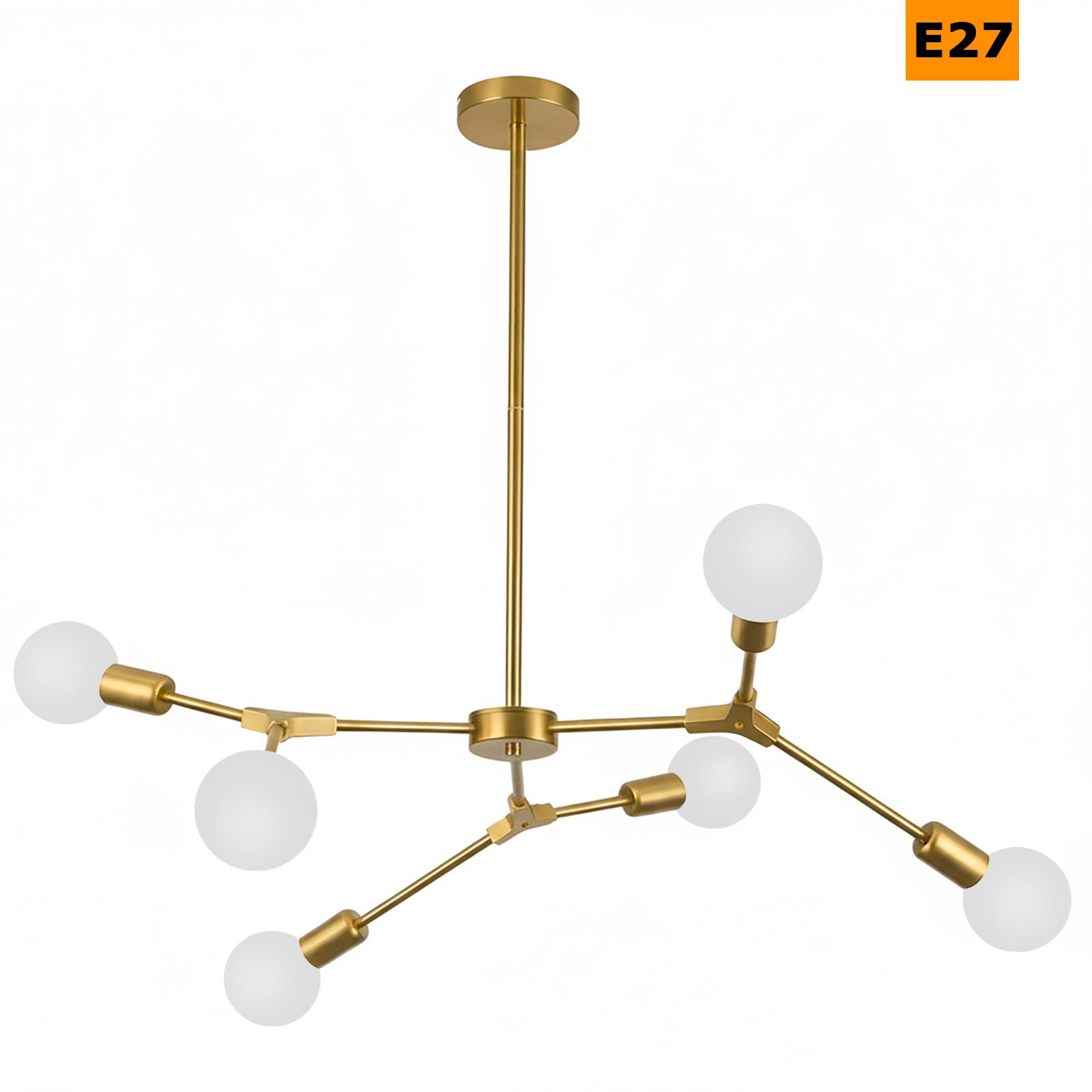 Lustre moderne à 6 lumières, douille E27, 6 bras, suspension design en ...