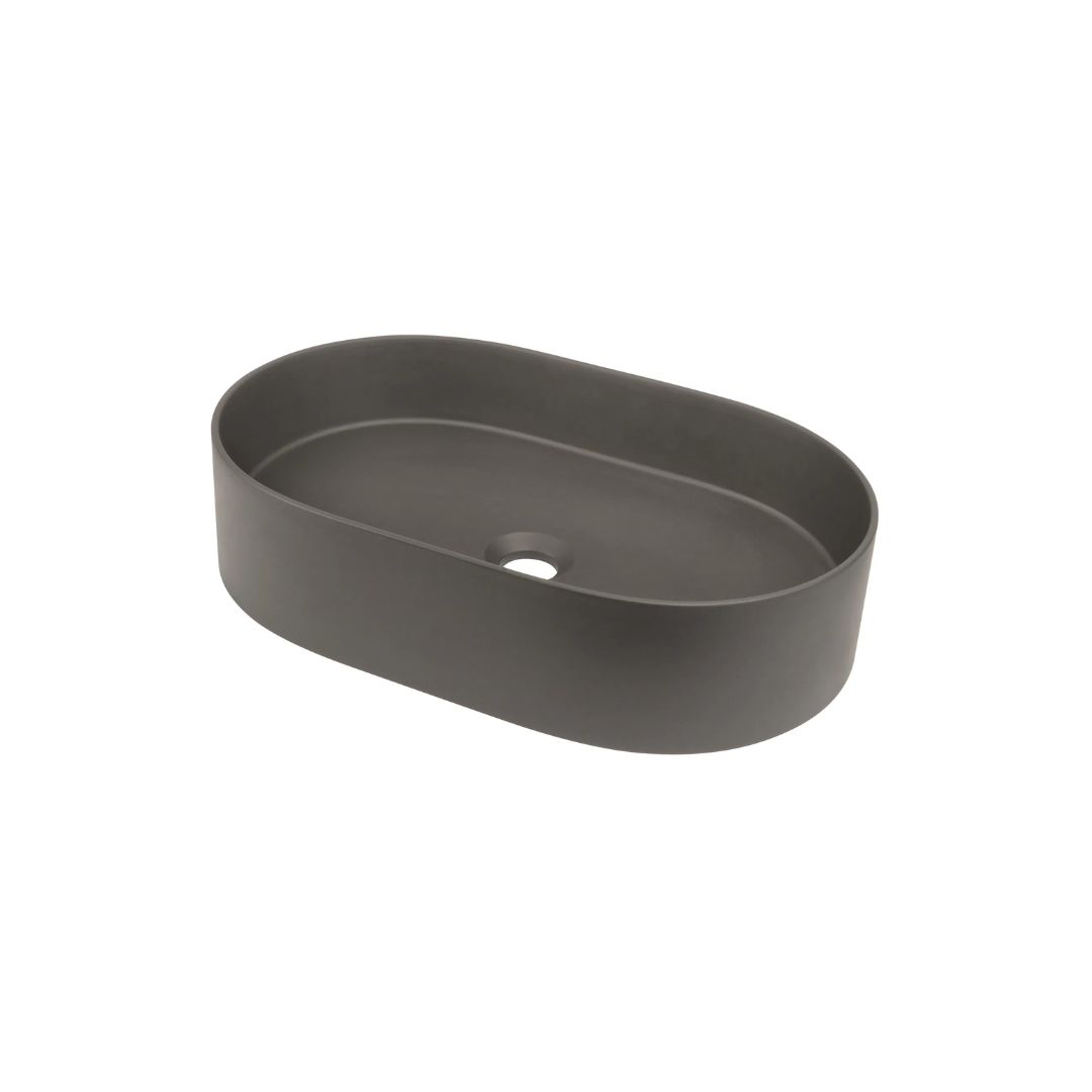 Lavabo ovalado de granito gris antracita de 55 cm con encimera - delia