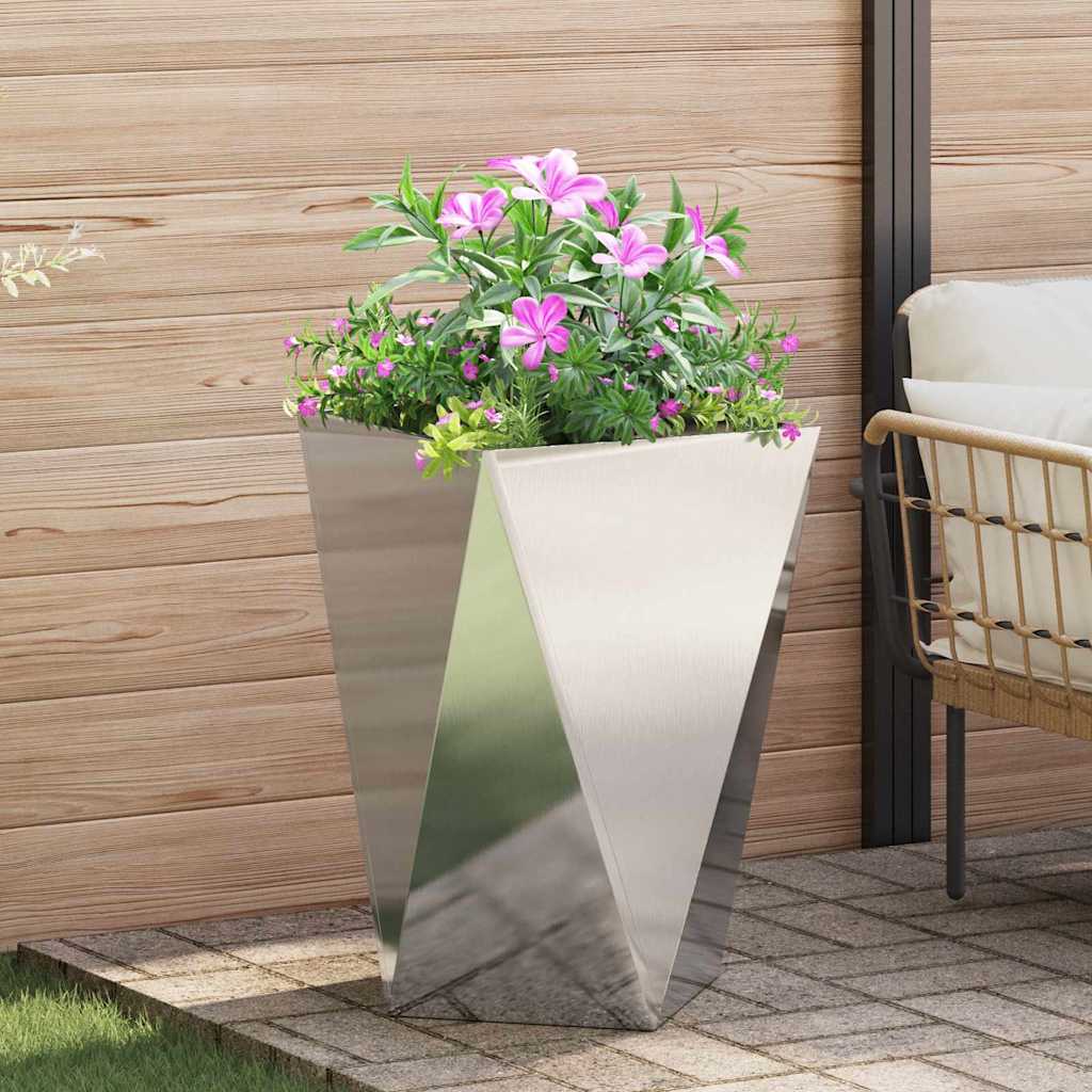 Jardineras - Maceteros de exterior 2 pcs Plateado 50 x 50 x 75 cm Acero inoxidable - 4