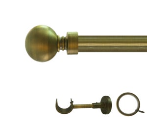 Tringle à rideaux double télescopique de 71,1 à 122,9 cm, dorée antique, double tringle à rideaux occultante, très résistante, 2,5 cm avant et 1,6 cm arrière