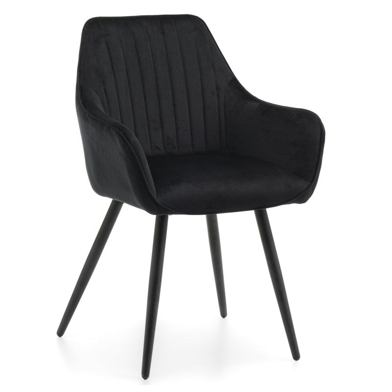Krzesło tapicerowane pikowane welurowe PASSO czarne