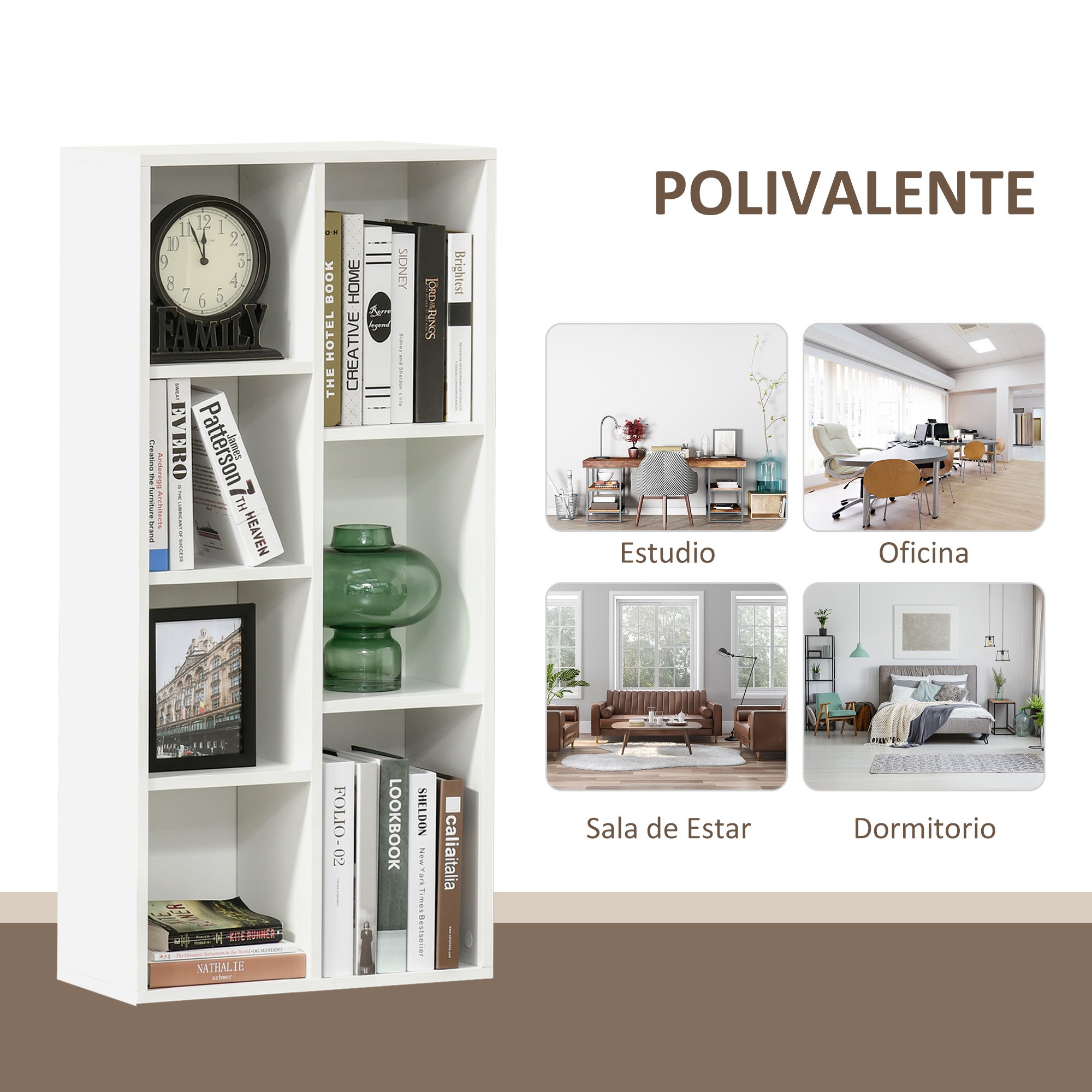 Estante para Livros HOMCOM Branco Aglomerado de Madeira 50x24x106cm - 7