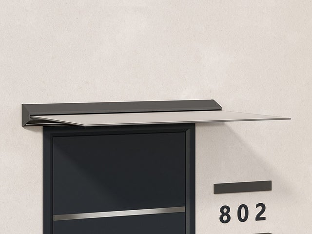 Zadaszenie nad drzwi z aluminium 140 × 90&nbsp;cm płaskie z oświetleniem LED – LUXAMA