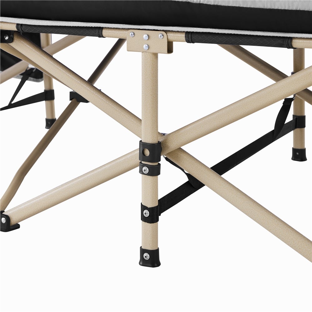 Lit de Camp Pliable avec Matelas Pochette Lit de Camping avec Sac de Transport, Cadre Noir/Coussin Gris Yaheetech - 5