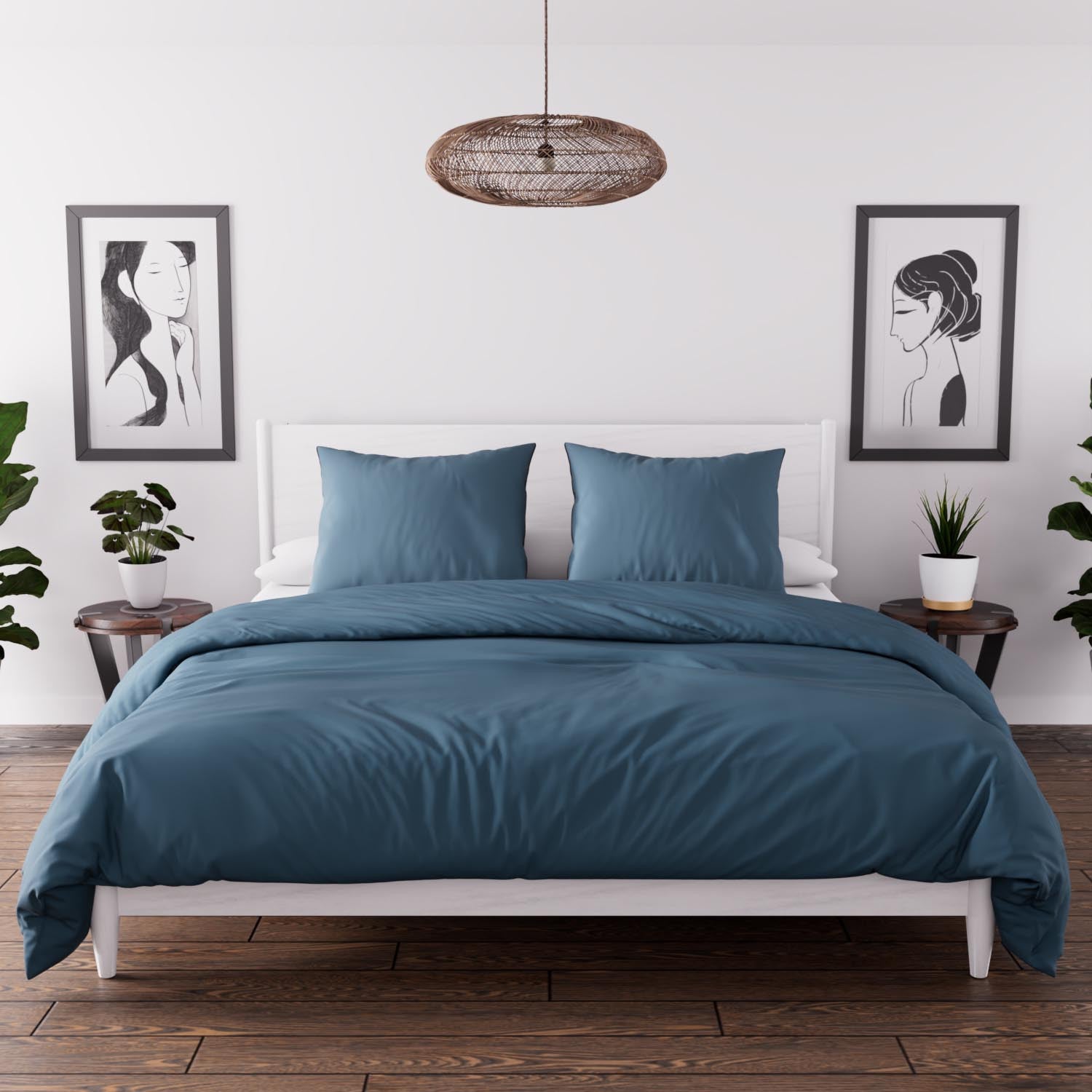 Ensemble couette et parure 7 Pièces BOHEME bleu canard pour lit en 160x200 cm, par Soleil d'ocre - 2