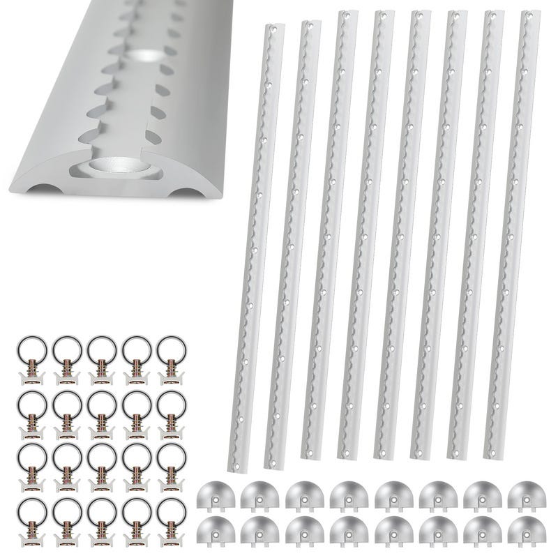 Aluminium Storage Rails 8 Pièces 1m Kit de Rails Rail D'Arrimage en Aluminium Argenté Anodisé ...