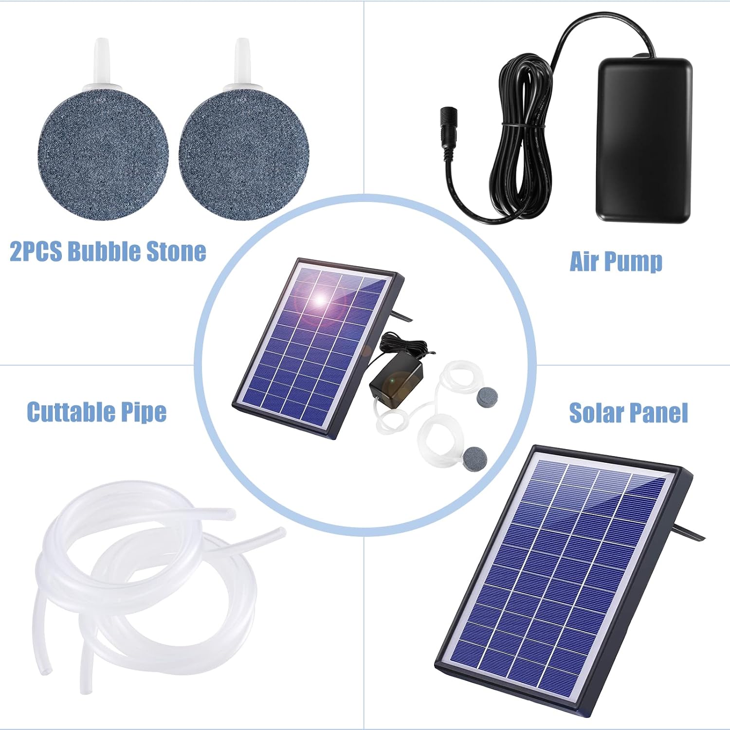 Aérateur d'étang solaire 6W, pompe à oxygène solaire, pompe à oxygène d'aquarium, aérateur de pêche - 3