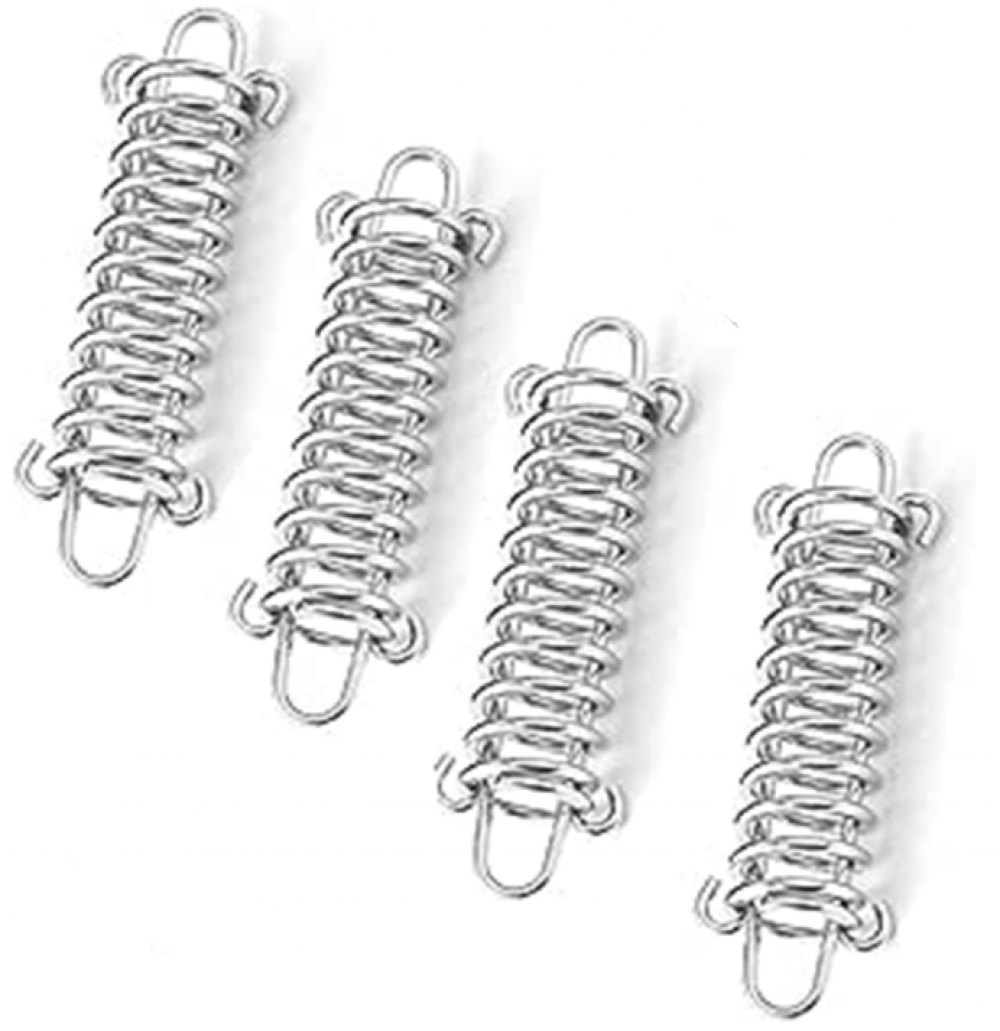 RoadLoo Boucle Corde Ressort, 4 Pièces Tendeur Ressort En Acier Inoxydable Haute Résistance Ressort Boucle Corde Tente Avec 4 Pcs Mousqueton Pour Camping En Plein Air Randonnée Voyage Pique-Nique