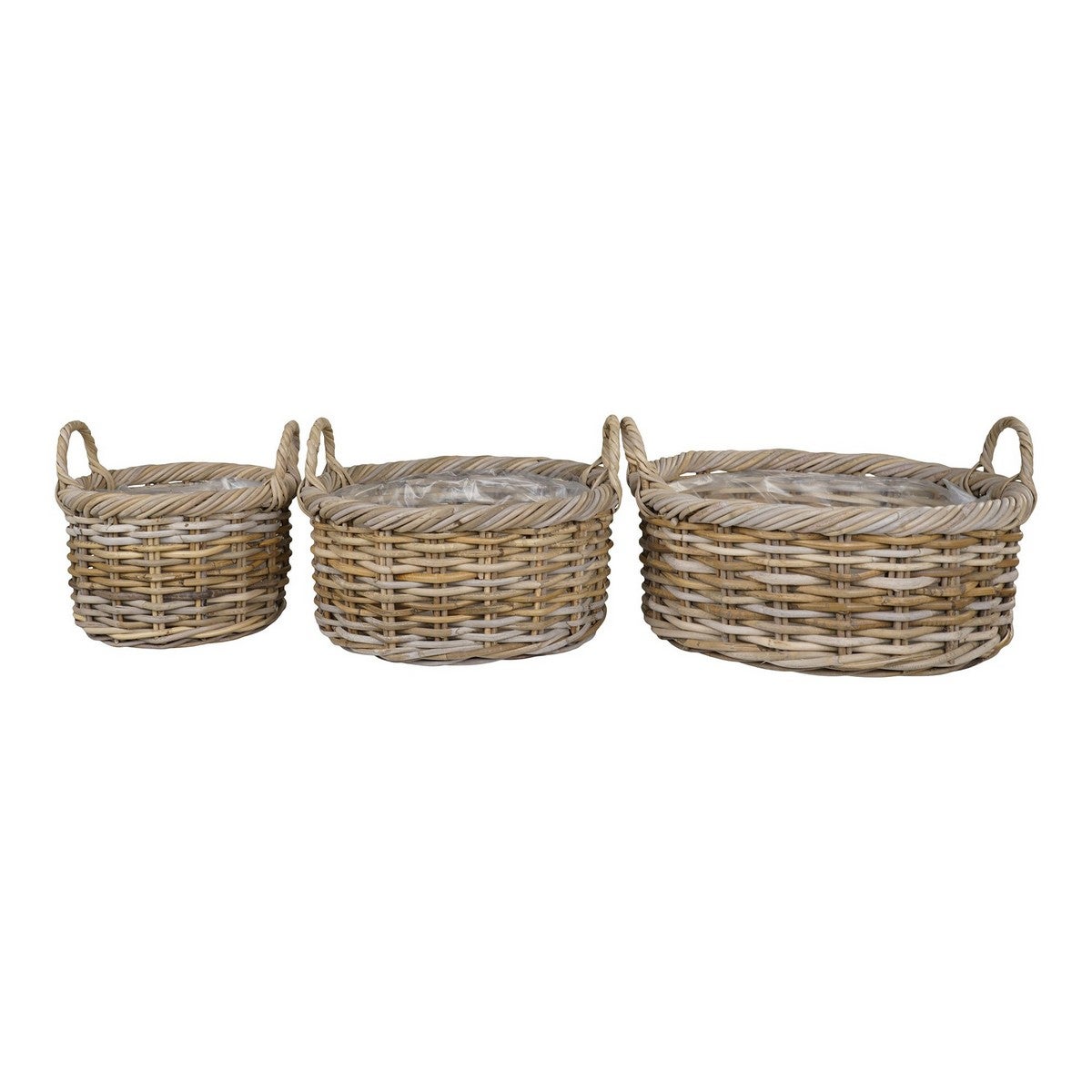 Zestaw 3 koszy do przechowywania Kuta, Rattan, Brązowy, Seven Design