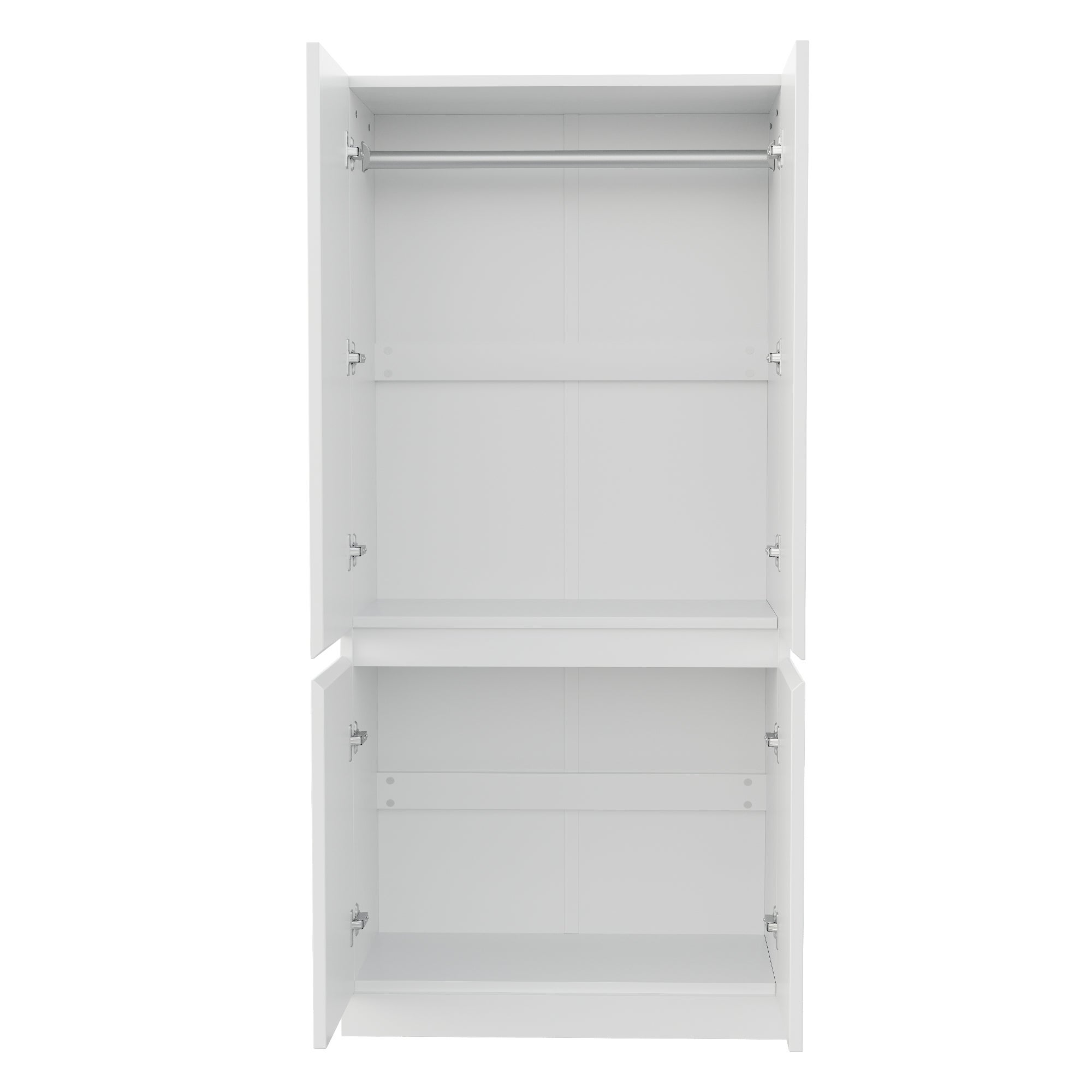 Armadio 70x40x170 cm 4 ante 2 nicchie legno bianco moderno - 7