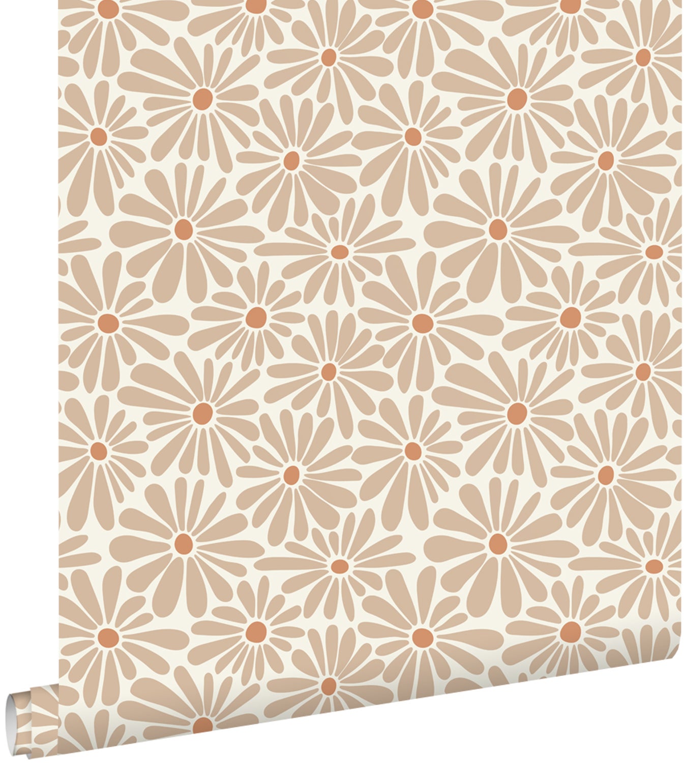 Tapeta stokrotki ciepły beż - 53 cm x 10.05 m - ESTAHOME