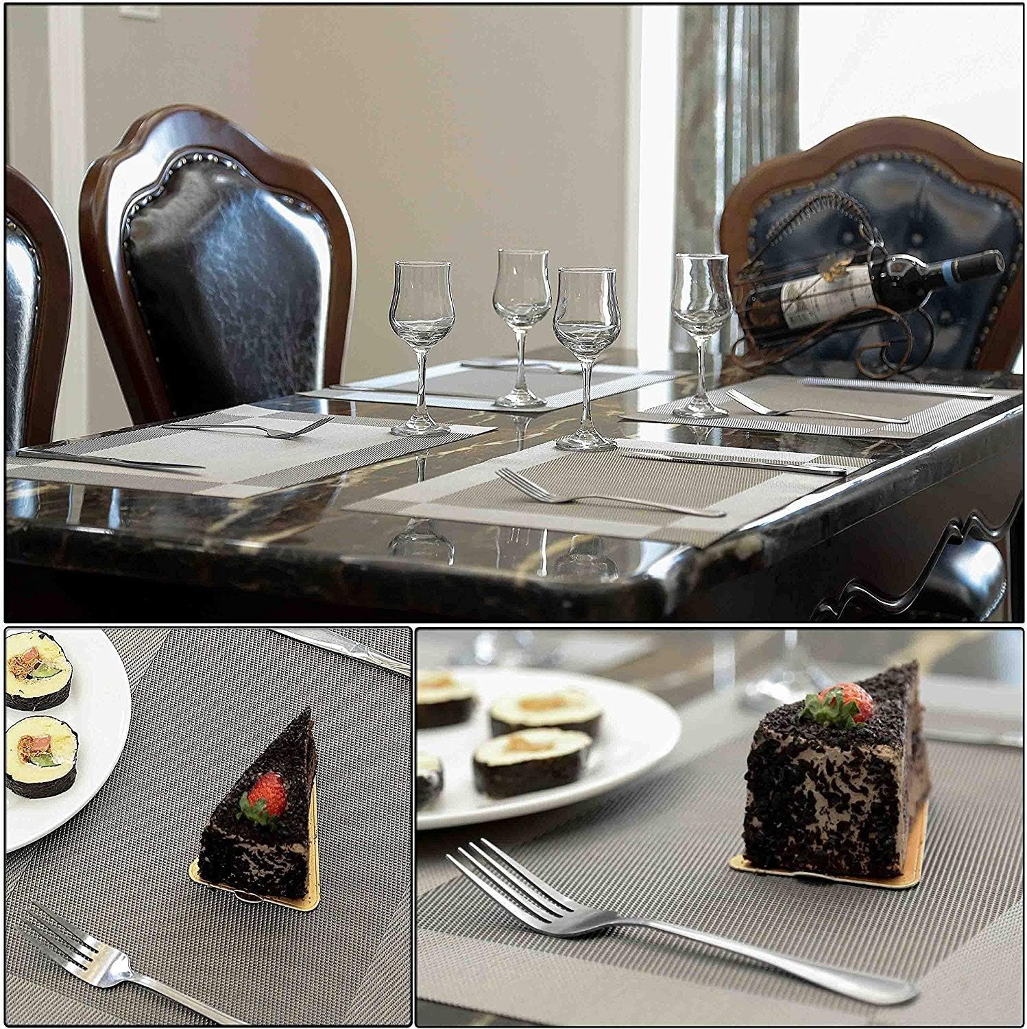 LEMROE Lot de 6 Sets de Table lavables PVC Antidérapant , 30 x 45 cm - Gris - 5