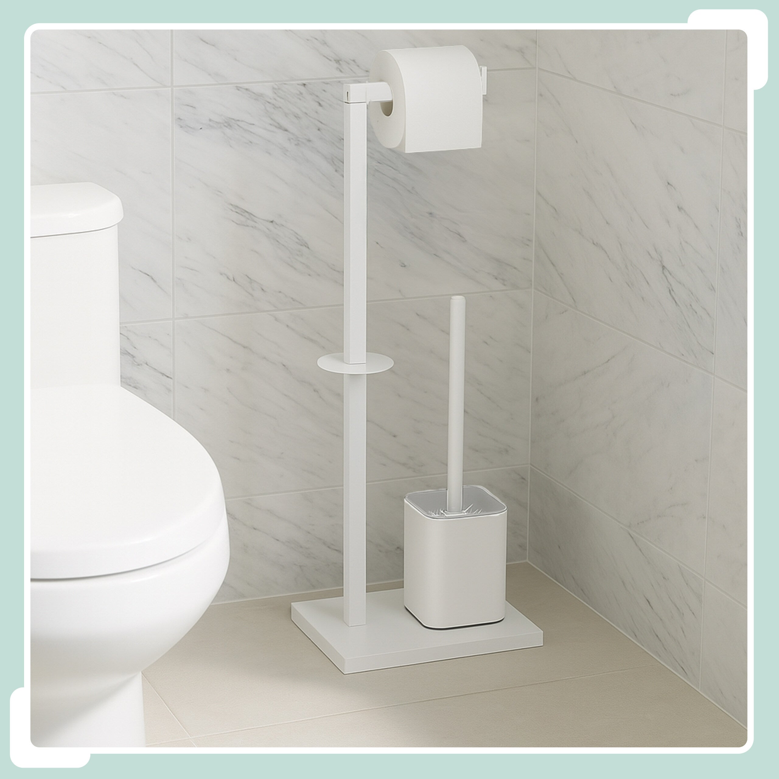 Relaxdays Serviteur WC 4 En 1 - Porte-Rouleau, Brosse, Étagère Et Support Téléphone, Argenté/Noir