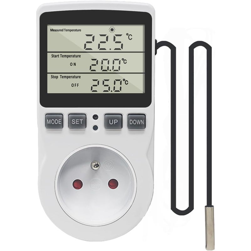 Gniazdo termostatu cyfrowego do regulatora temperatury 220 V - ogrzewanie i chłodzenie z czujnikiem - gniazdo regulatora temperatury LCD