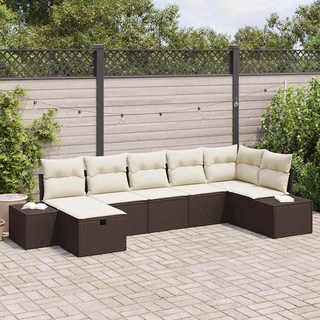 Zestaw Sof z poduszką 7 pcs polirattan vidaXL