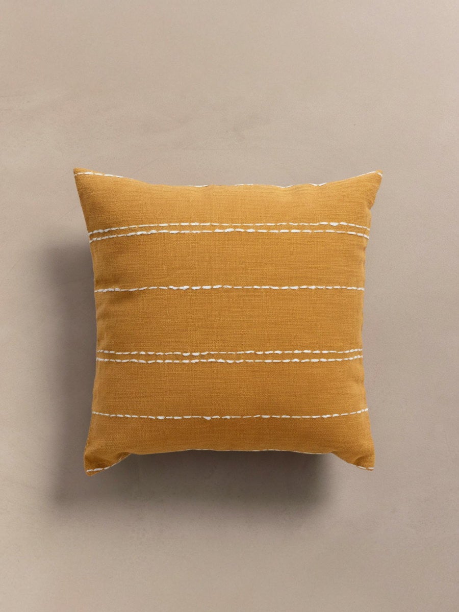 Cojín algodón mostaza 45 x 45 cm - 2