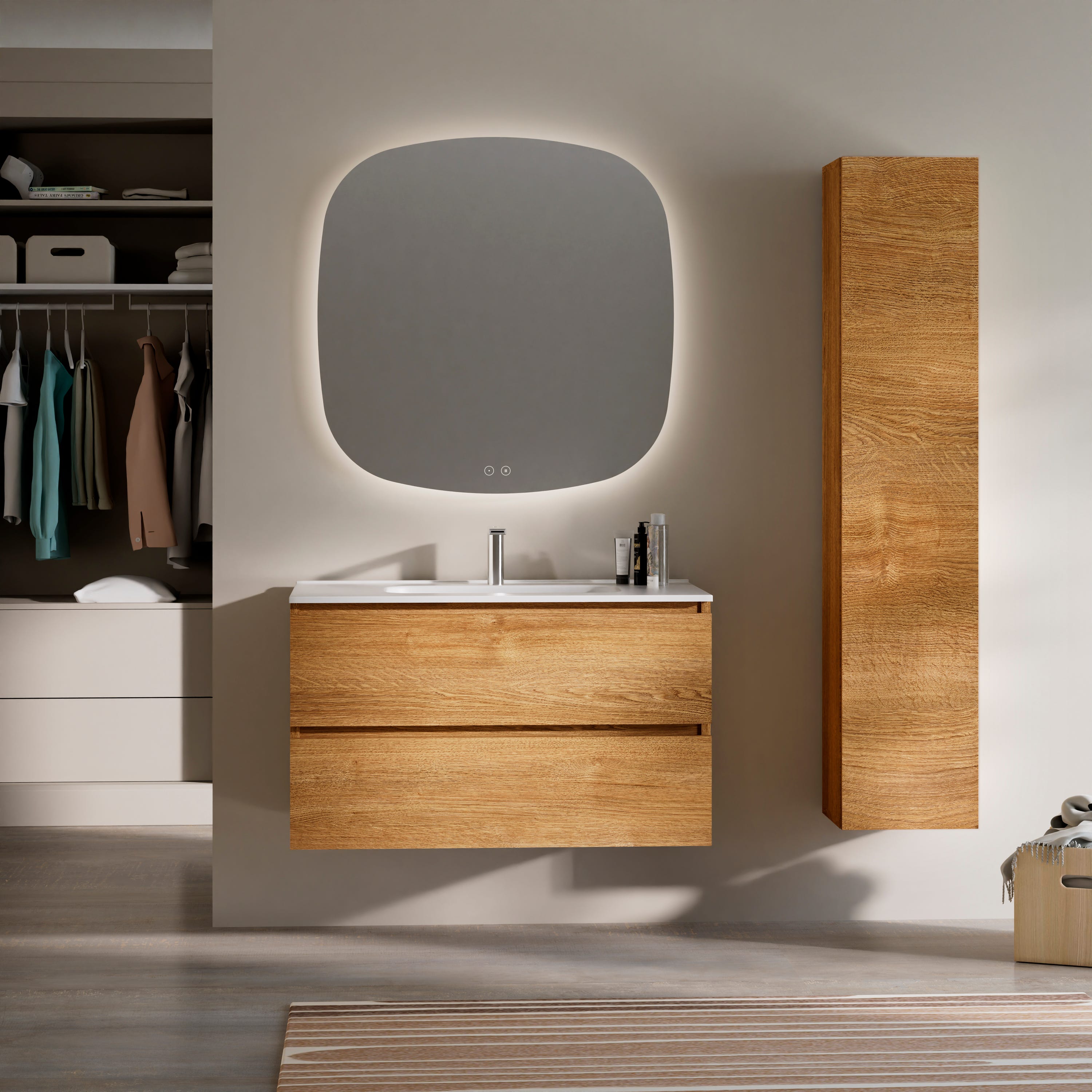 Mobile bagno a terra 80 cm bianco lucido con lavabo - Libras Mobile bagno a terra 80 cm bianco lucido con lavabo - Libras