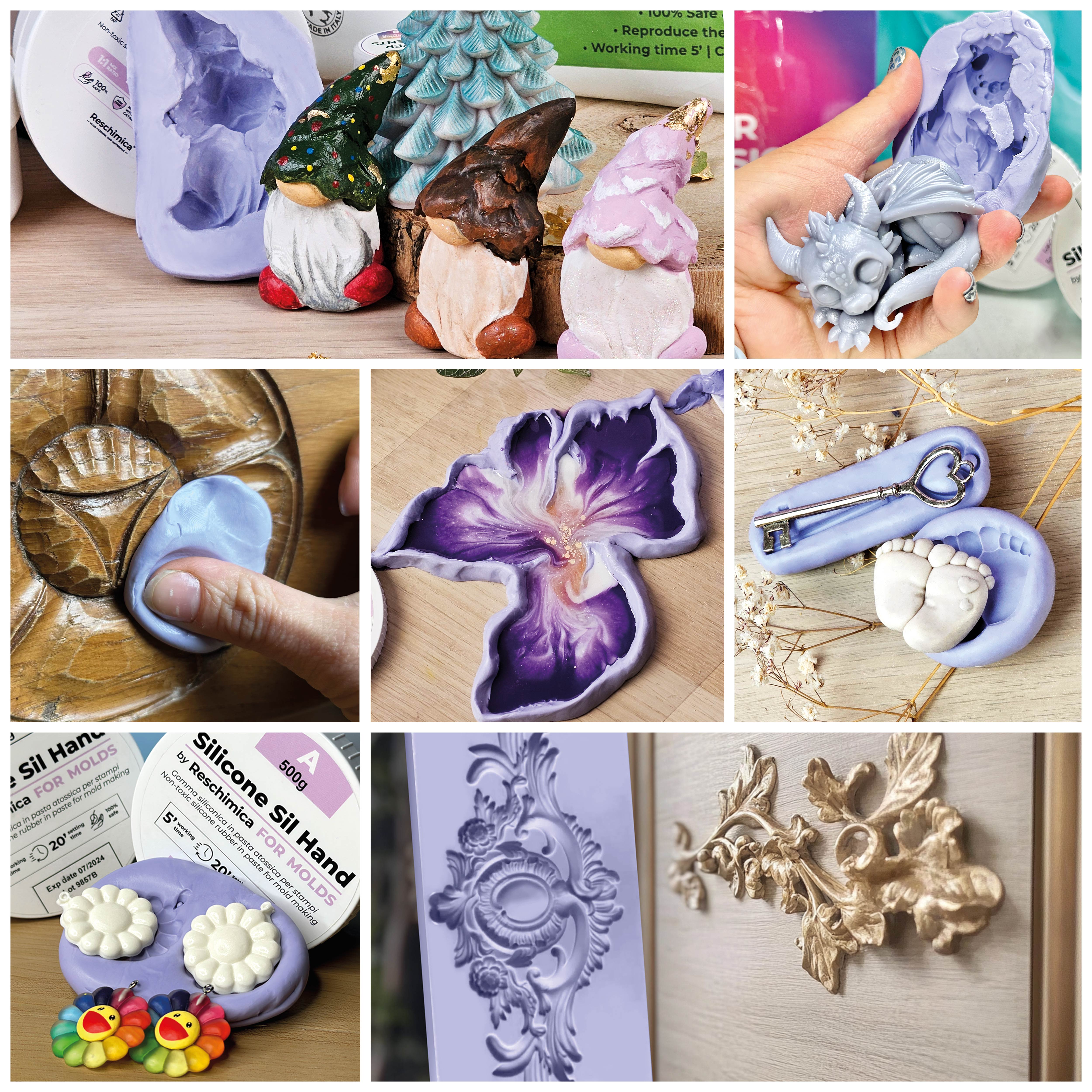 SIL HAND - Caoutchouc de Silicone en Pâte Non Toxique pour moules 1:1, pour Petits Objets ou pièces anatomiques (1 kg) - 2