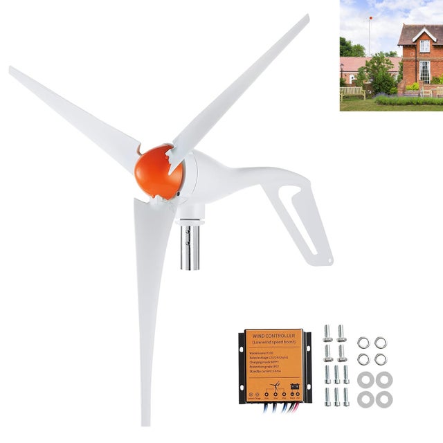 Gerador Eólico, Turbina Eólica 12V, Gerador de Energia, com Controlador MPPT,Ideal para Utilização Residências e Quintas (500W, 3 Pás) — MOORLE