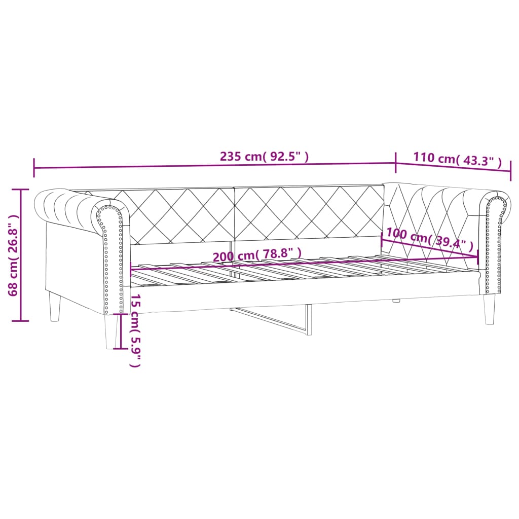 Sofá-cama 100x200 cm couro artificial branco vidaXL - 3