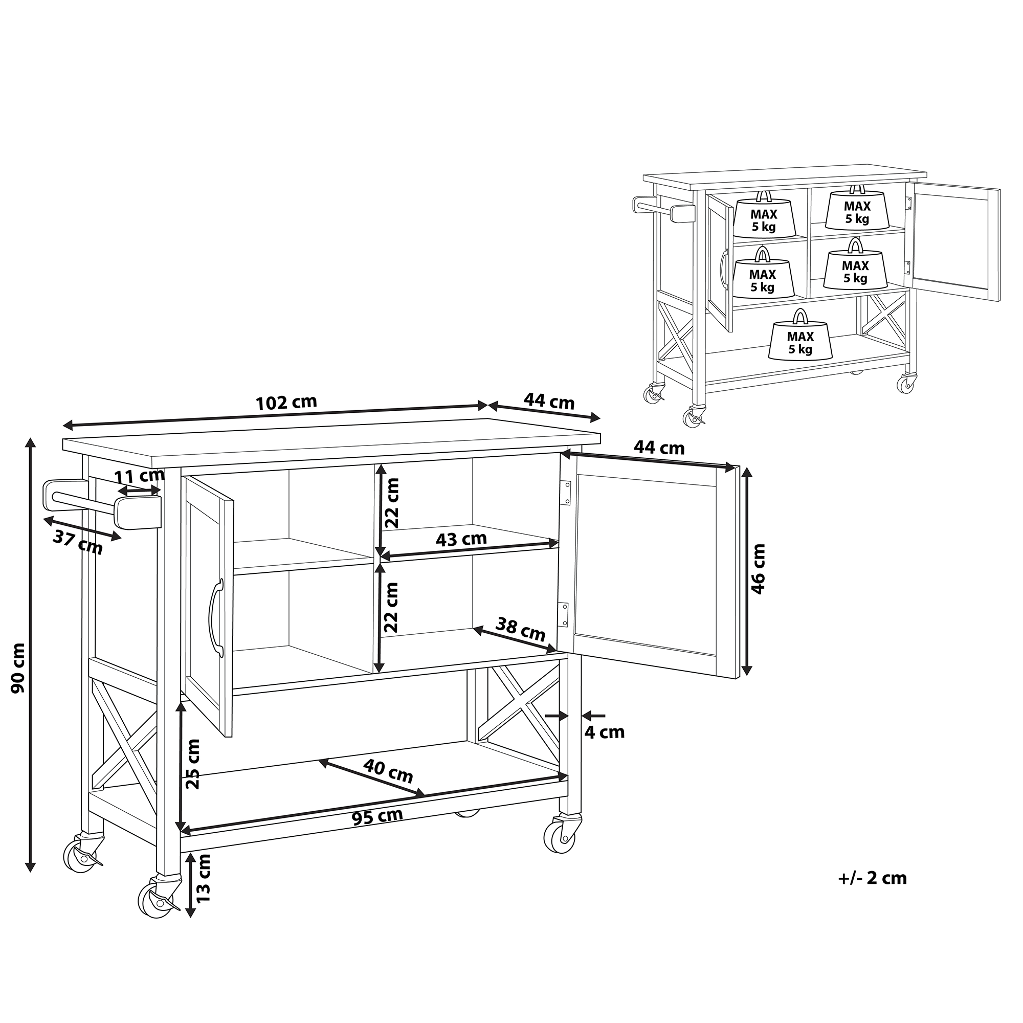 Carrello portavivande MELE Bianco - 3