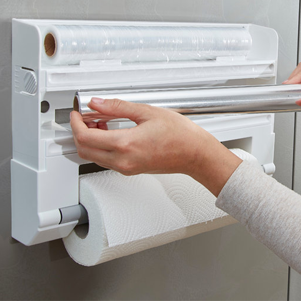 Dérouleur mural Parat ComfortLine 25703 Leifheit, dérouleur mural cuisine pour 3 rouleaux, dévidoir papier avec lames tranchantes - 8