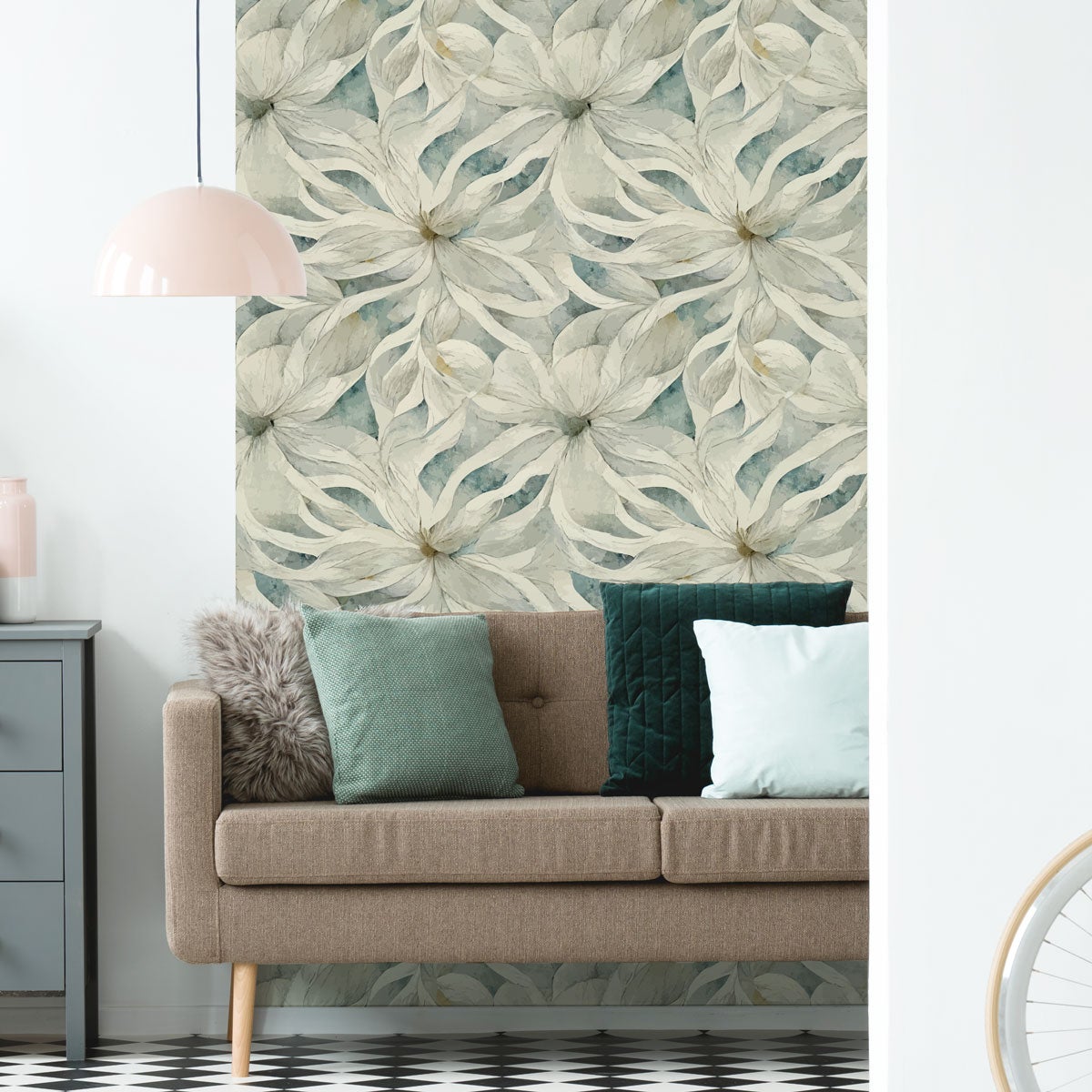 Tapeta włókninowa z klejem - ABSTRAKCYJNE KWIATY W STYLU VINTAGE - 1 rolka 300x60 cm