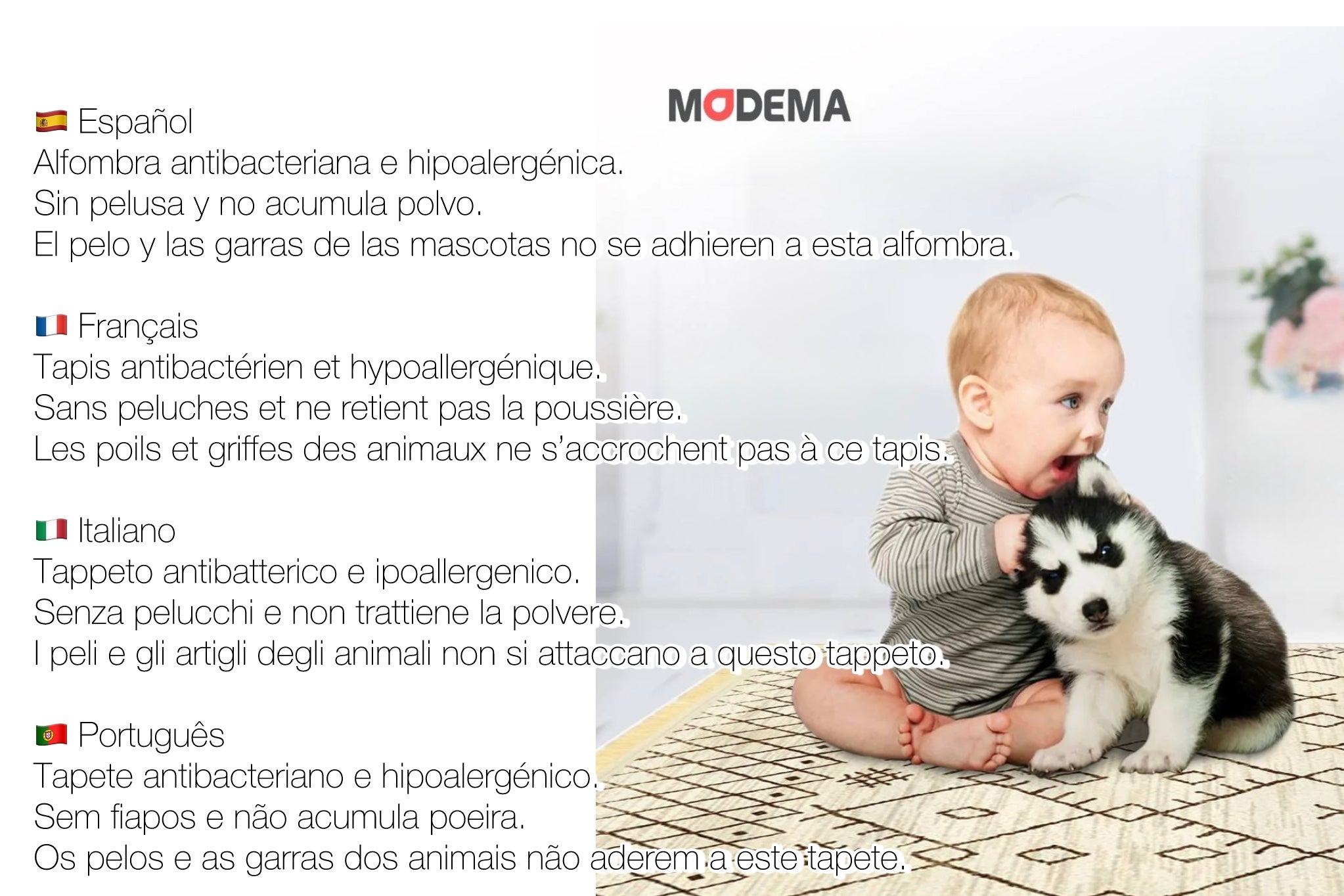 MODEMA - Tappeto lavabile in lavatrice, fondo antiscivolo, tappeto per corridoio 100x300cm Grace Grey - 8