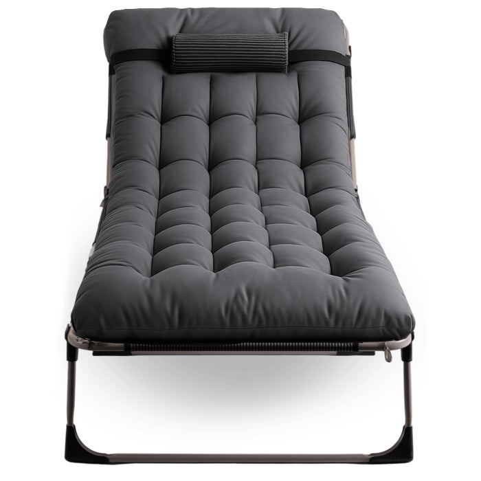 Łóżko Składane Turystyczne Polowe Leżak Do Spania Leżanka Szary VENUS - 4