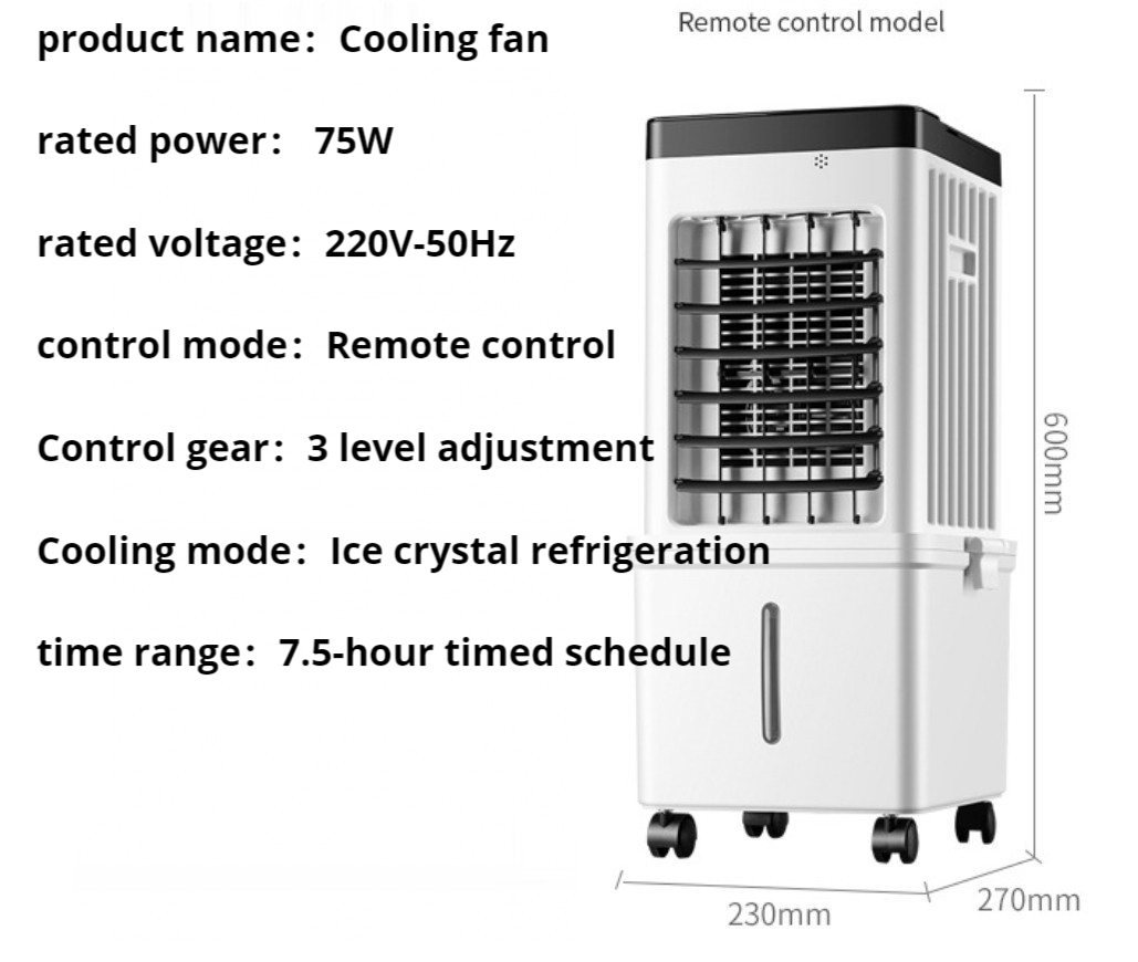 Refroidisseur d'air, climatiseur domestique, ventilateur, avec télécommande, 3 vitesses, minuterie, avec réservoir d'eau de 15 litres - 5