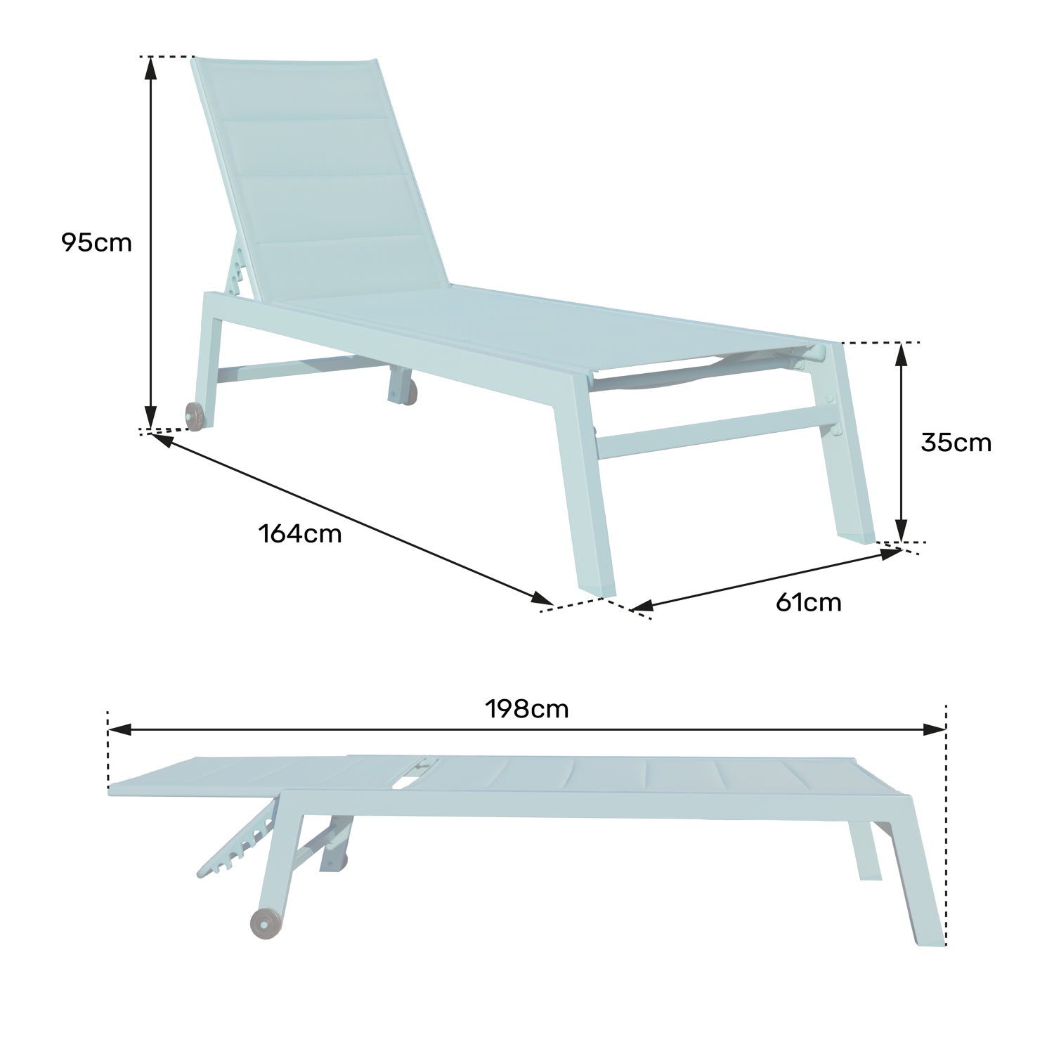 Lot de 2 bains de soleil BARBADOS en textilène taupe - aluminium taupe - 8