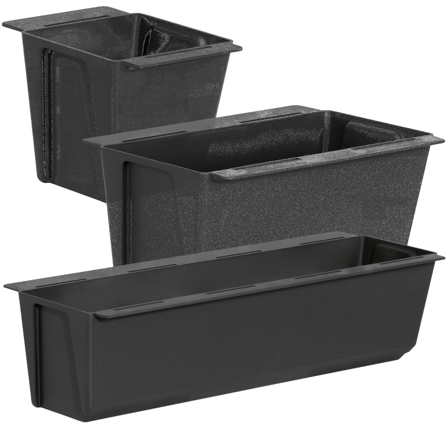 Doniczki na paletę Easy zestaw 3 sztuk 10, 18, 37 cm antracyt, na kwietnik z europalety lub płotu, Geli