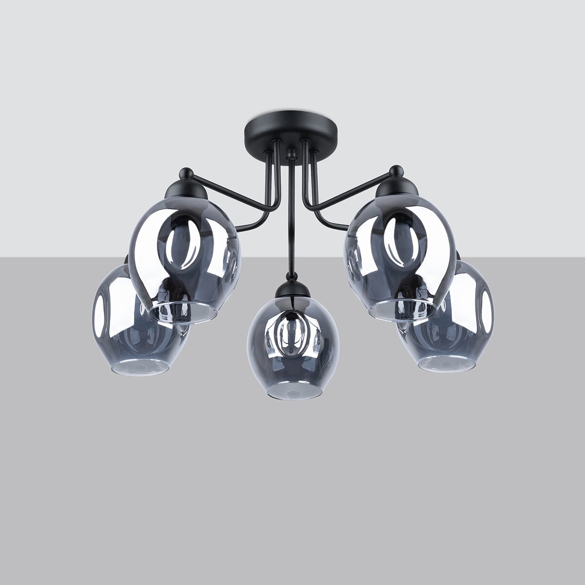 Żyrandol ALLIVON 5 czarny LED 4000K - 59x59x36cm Sollux