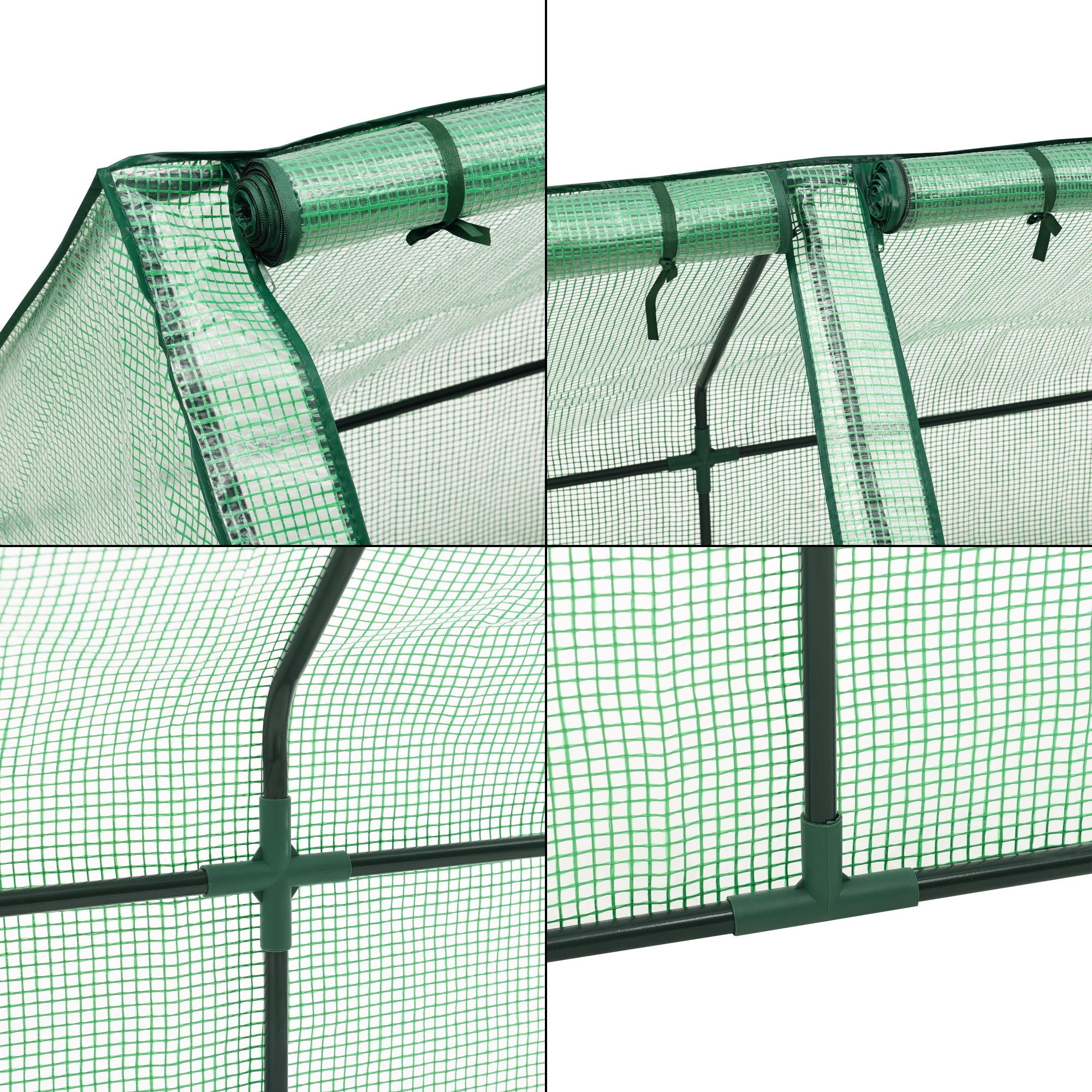 Châssis de jardin Höflein à 3 fenêtres en acier et polyéthylène 240 x 90 x 90 cm vert [en.casa] - 6