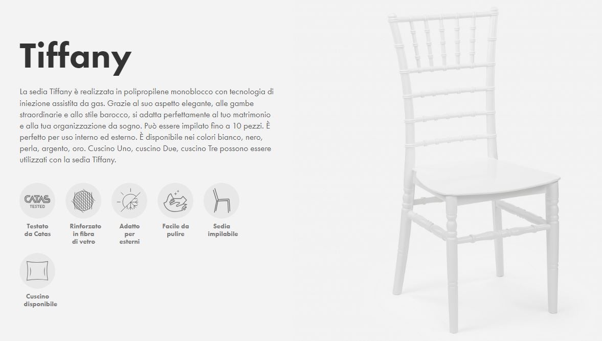 Sedia chiavarina TIFFANY in polipropilene bianca modello