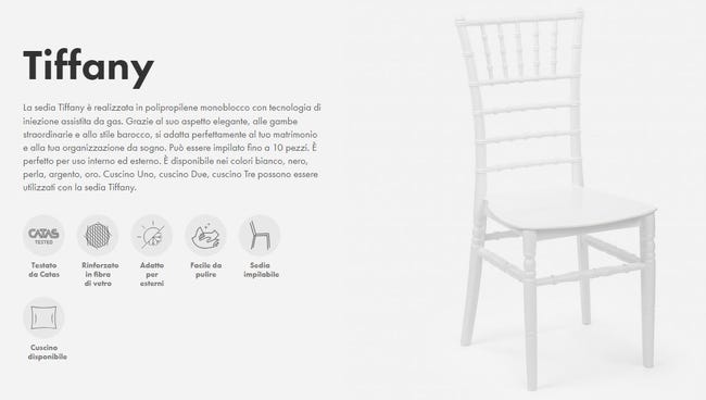 Sedia chiavarina TIFFANY in polipropilene bianca modello