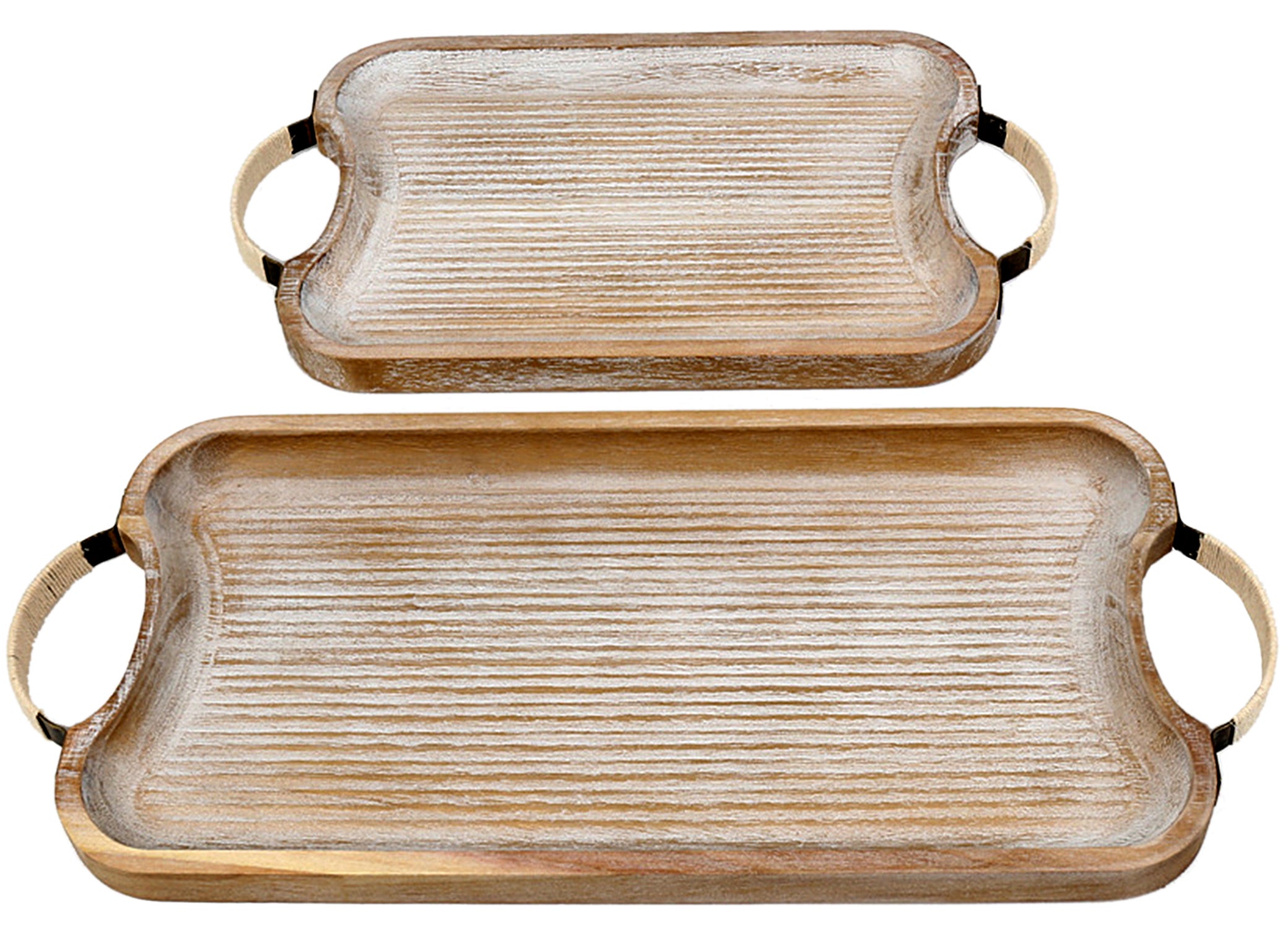 Vassoio da portata grande, 38 x 26 x 4 cm, rettangolare con manici, vassoio da portata in legno, vassoio da colazione multifunzione, in legno, decorazione per colazione, spuntino, bevande, caffè