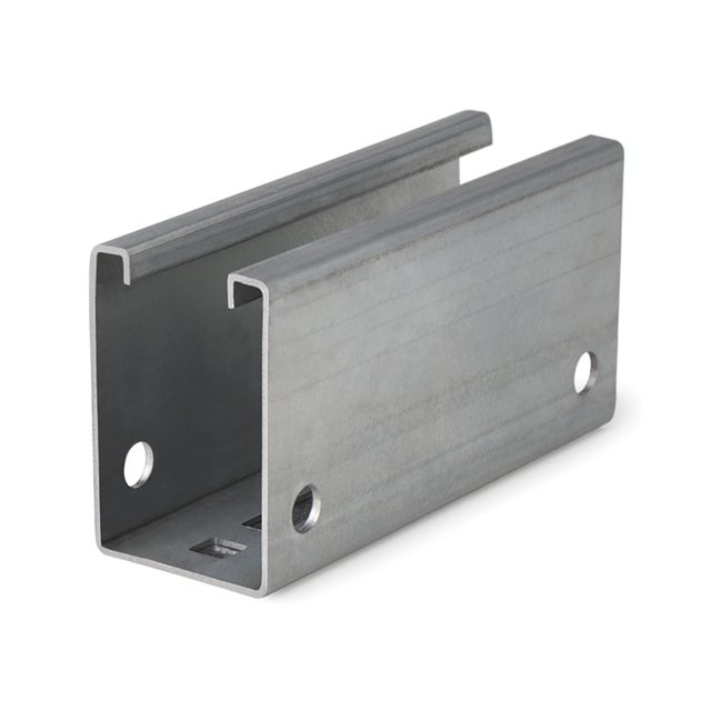 Rail solaire perforé INDEXTRUT pour fixation dans une vallée discontinue - Atlantis C4-M acier 16 x 20 x 1,20 - Boite de 50
