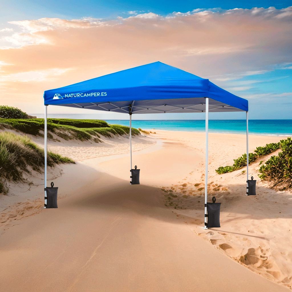 Carpa plegable 3x3m Naturcamper BEACH Azul para jardín, terraza o playa - 2