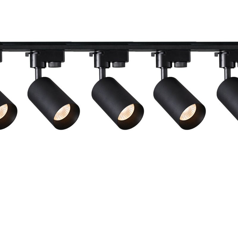 Zestaw Szynoprzewód 2m czarny + 5x Lampa MALGA T Black + Końcówka zasilająca czarna + Zaślepka czarna EDO