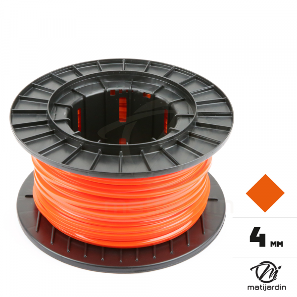 Fil débroussailleuse nylon 4 mm x 50 m carré rouge/orange bobine - 2