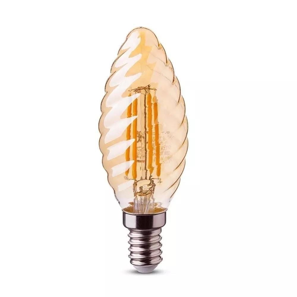 Lampadina a filamento LED E14 a candela ambrata VT-1948 da 4 W - 3000 K - 2