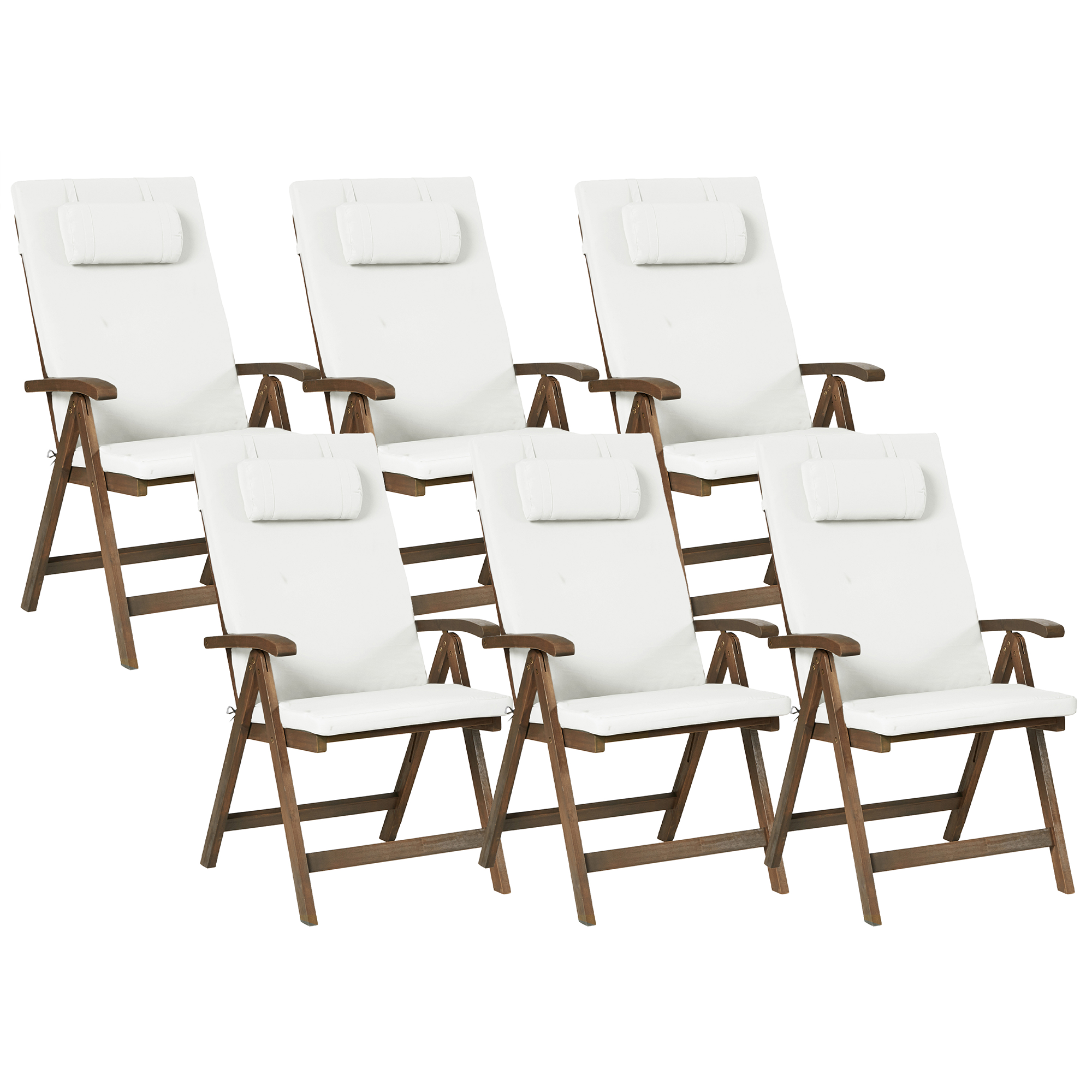 Set de 6 scaune de grădină cu perne AMANTEA PREMIUM Lemn de acacia Alb-murdar 6buc