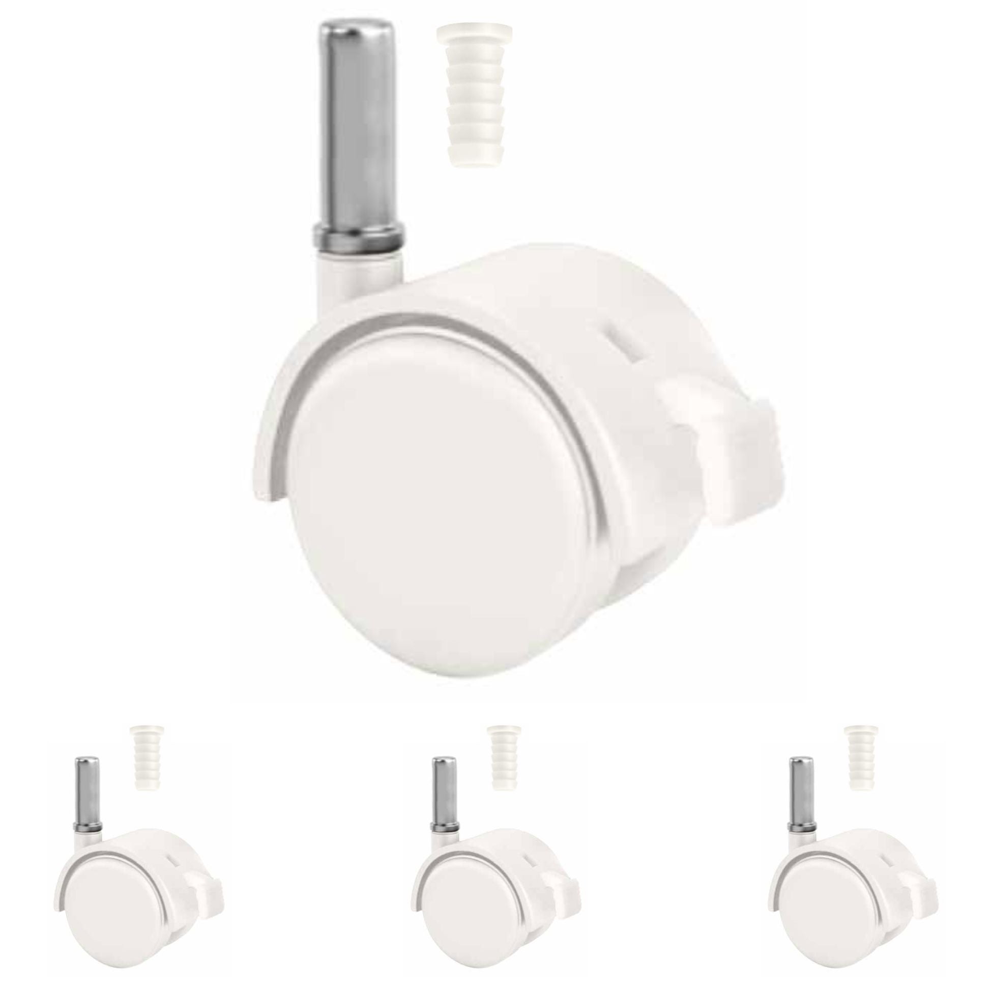 4 Ruote Per Culle Con Freno - Nylon, Doppia Ruota, Carico 120kg, Attacco M8x38mm, Silent - Foto 7