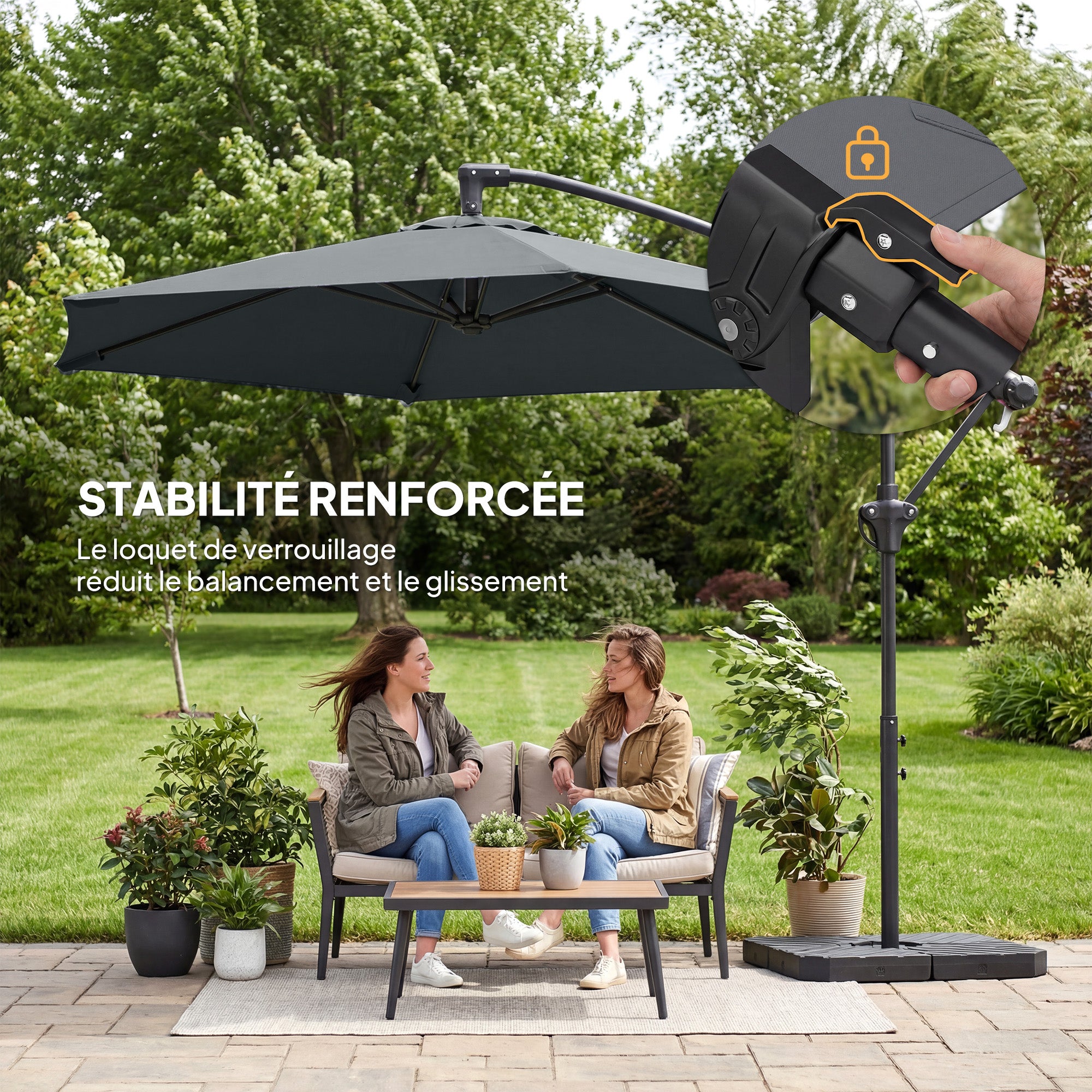 Parasol déporté métal Outsunny - 5