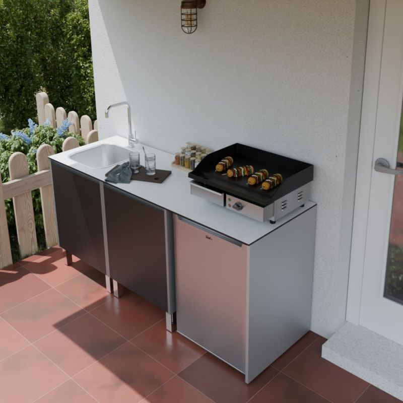 Cuisine De Camping Campart KI-0753 - Avec évier Et Pare-brise, Bleue, Neuve