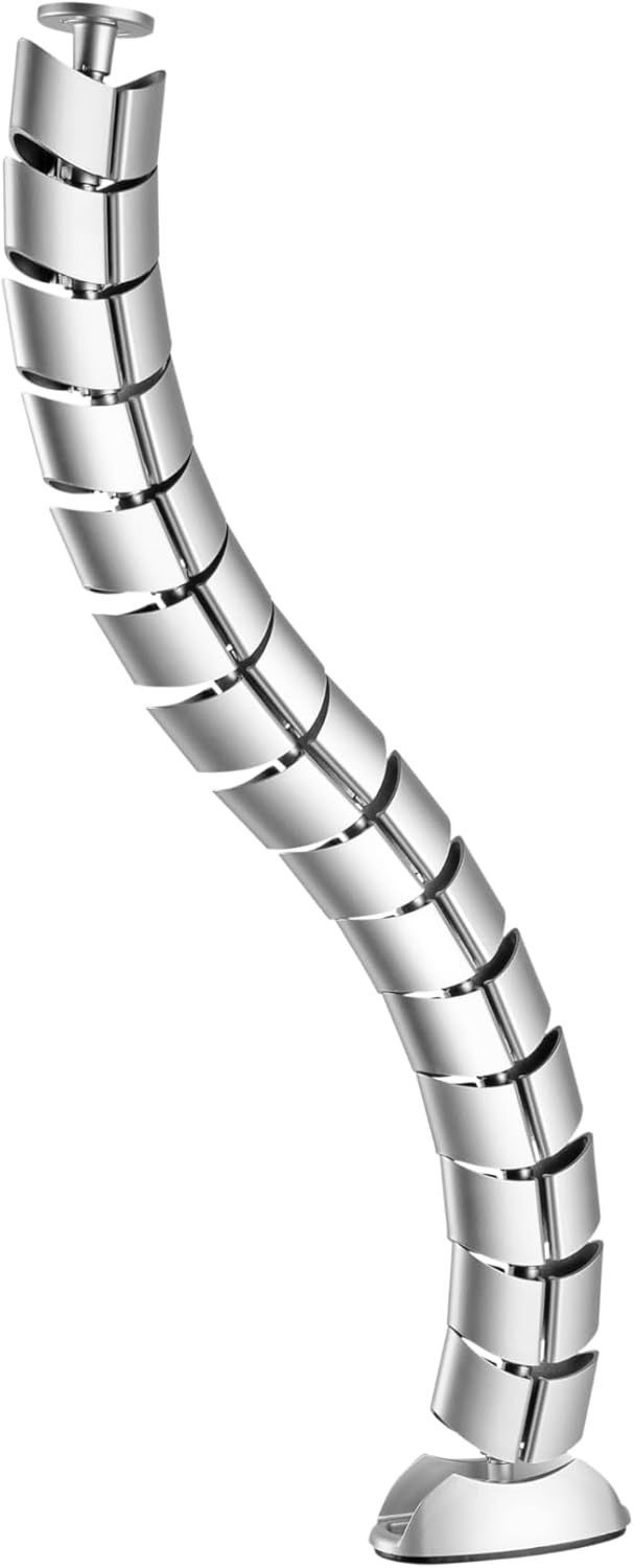 Zestaw do organizacji kabli, regulowany organizer kabli na biurko, srebrny, 1 sztuka (owalny, 74,5 cm)
